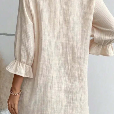 Women's Solid Color Cotton And Linen Breasted Loose Shirt Dress eprolo