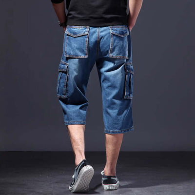 Summer Thin Loose Multi-pocket Workwear Cropped Pants Casual Jeans eprolo