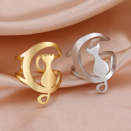 New Cartoon Cute Style Kitty Ring Stainless Steel Adjustable eprolo