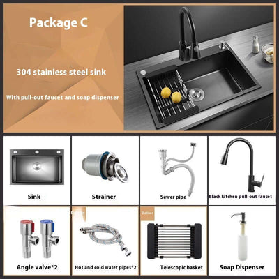 Manual Thickened Sink Kitchen Nano 304 Stainless Steel Sink eprolo