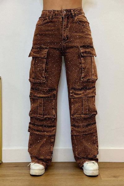 Women's Casual Jeans With Pockets And Diamonds Overalls Dropshipman