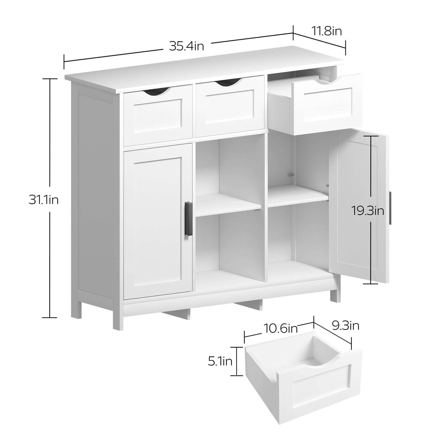 Cabinets With Drawers And Shelves, Living Room, Bedroom, Bathroom Decor Cabinets Furniture Home Decor - White eprolo