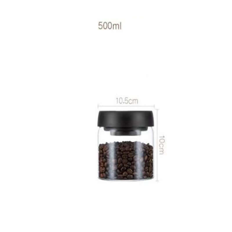 Vacuum Sealed Jug Set Black Coffee Beans Glass Airtight Canister Kitchen Food Grains Candy Keep Good Storage Jar Set Kitchen Gadgets eprolo