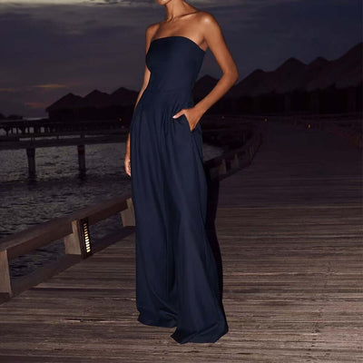Loose Tube-top Jumpsuit Ins Fashion Backless Wide Leg Long Pants Overalls Women's Clothing eprolo