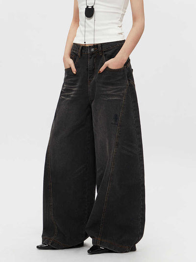 Retro Jeans Loose Straight Drooping Wide Leg Pants eprolo