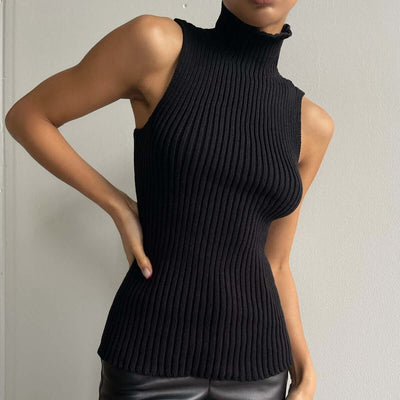 Turtleneck Sleeveless Top Fashion Casual eprolo