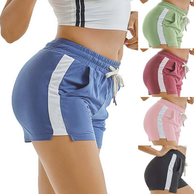 Women's drawstring workout shorts for gym, running, and cycling