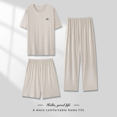Men's Pajamas Thin Spring And Summer Modal Short-sleeved Trousers Three-piece Home Wear Suit eprolo