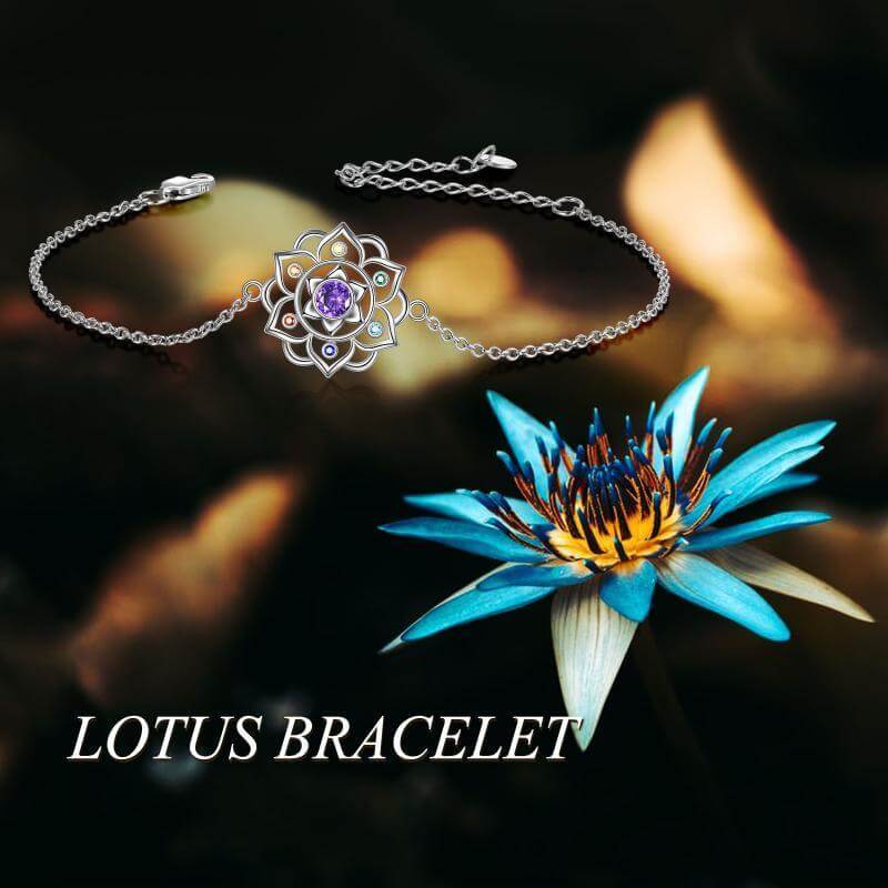 Chakra Yoga Lotus Pendant Bracelet in Sterling Silver eprolo