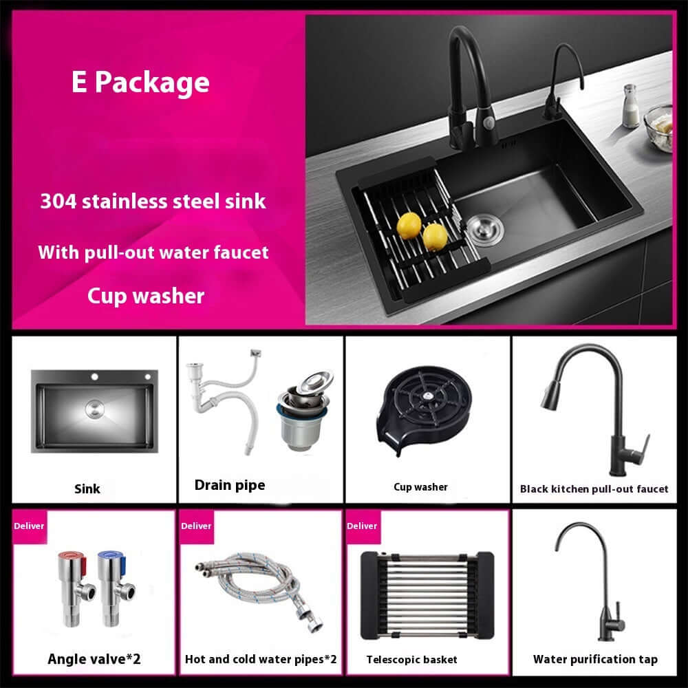 Manual Thickened Sink Kitchen Nano 304 Stainless Steel Sink eprolo