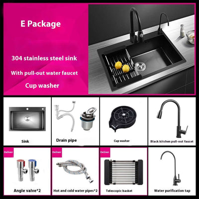 Manual Thickened Sink Kitchen Nano 304 Stainless Steel Sink eprolo