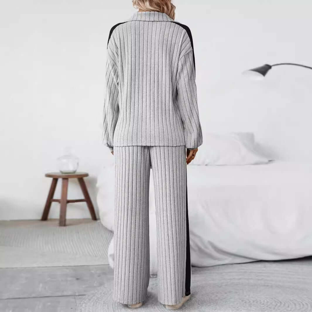 Large Size Casual Suit Women's Sweater Wide Leg Pants Two-piece Set eprolo