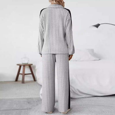 Large Size Casual Suit Women's Sweater Wide Leg Pants Two-piece Set eprolo