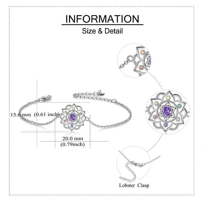 Chakra Yoga Lotus Pendant Bracelet in Sterling Silver eprolo