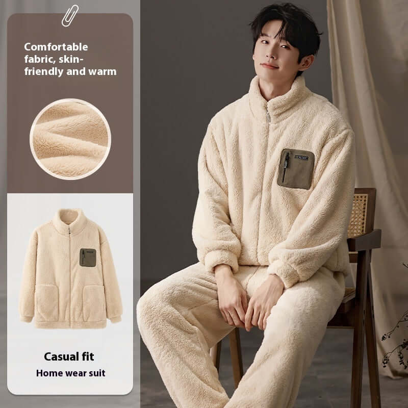 Men's Pajamas Plus Size Long Sleeve Warm Loungewear Suit eprolo