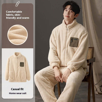 Men's Pajamas Plus Size Long Sleeve Warm Loungewear Suit eprolo