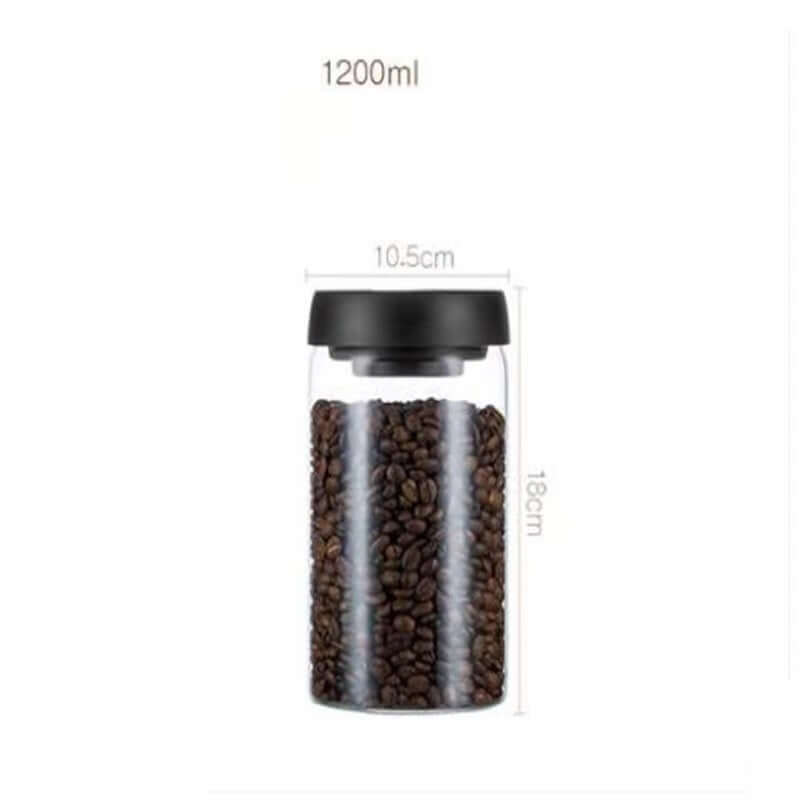 Vacuum Sealed Jug Set Black Coffee Beans Glass Airtight Canister Kitchen Food Grains Candy Keep Good Storage Jar Set Kitchen Gadgets eprolo
