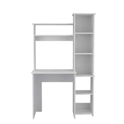 Desk, Five Shelves, Two Superior Shelves, White eprolo