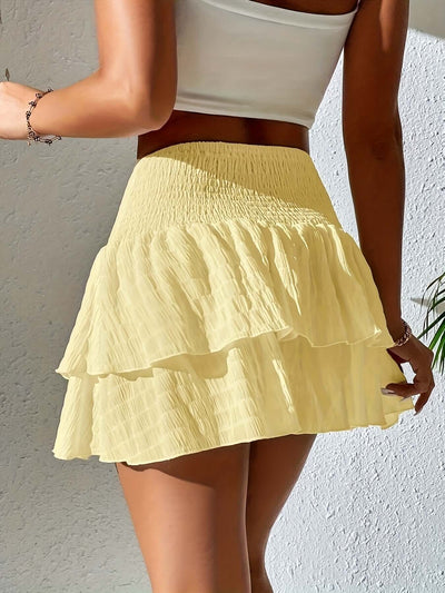 Flirty Tiered Flare Skirt - Shirred Waist, Casual A-line, eprolo