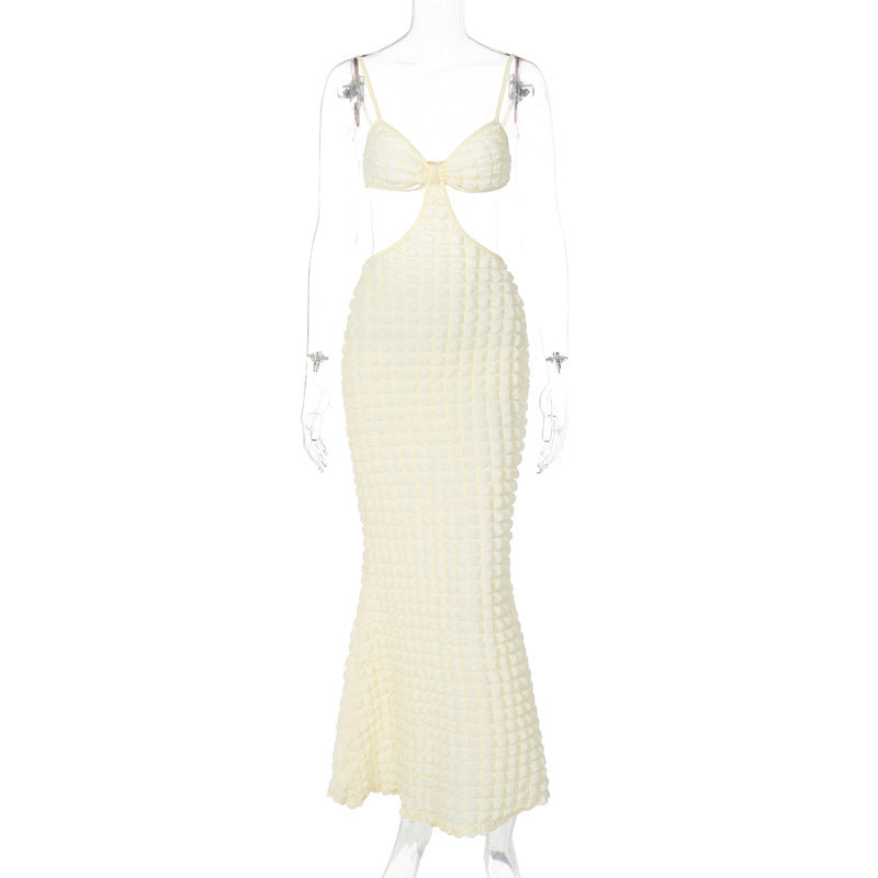 Sexy Suspenders Hollow Pure Desire Slim Fit Elegant Long Dress eprolo