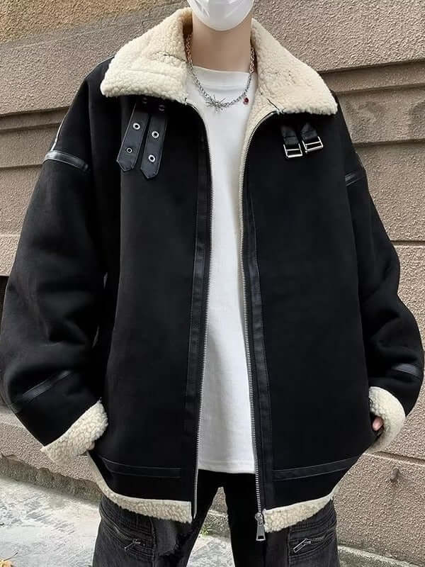 Lamb Wool Stand Collar Cotton Coat Workwear Jacket For Men eprolo