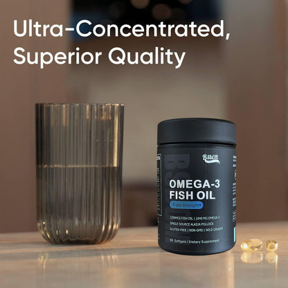 Triple Strength Omega 3 Fish Oil  Burpless Fish Oil Supplement W EPA & DHA Fatty Acids From Single-Source Wild Alaska Pollock 90 Count eprolo