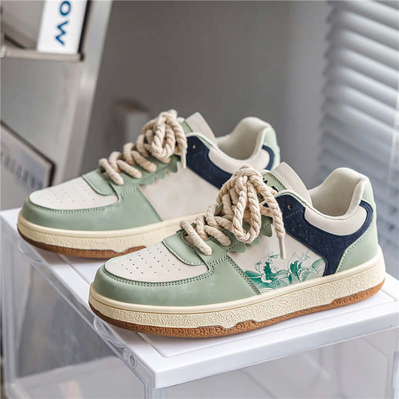 Lace-up Casual Shoes Men Soft Thick Sole Fashion Comfortable Breathable Flats Sneakers Student Platform Outdoor Walking Shoes eprolo