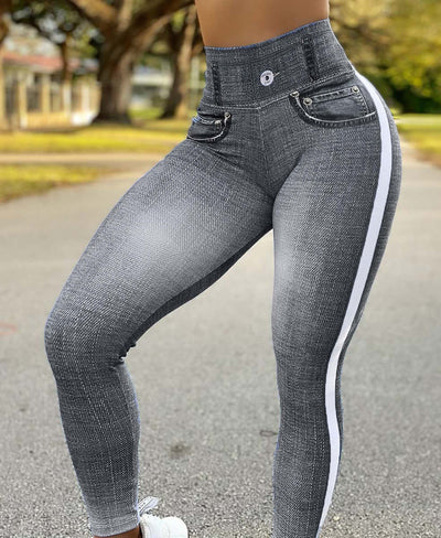 Women's quick-drying skinny yoga pants in denim style