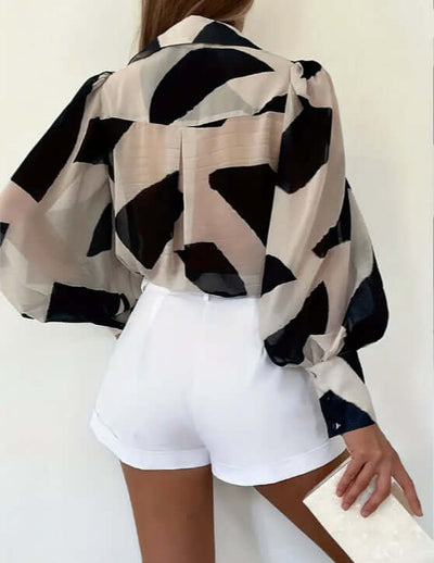 Abstract Pattern Printed Directional Shirt Long Sleeved eprolo