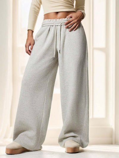 Forever 21 Autumn Winter New Thermal Lined Thick Casual Versatile High Waist Elastic Waist Loose Wide Leg Sweatpants eprolo