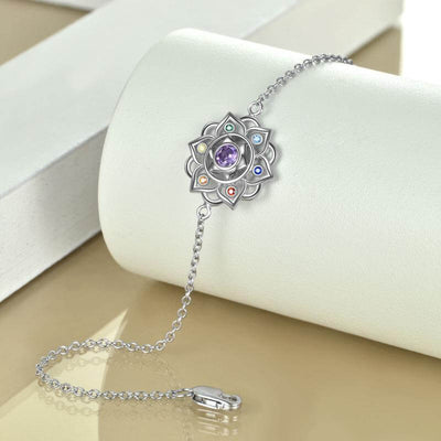 Chakra Yoga Lotus Pendant Bracelet in Sterling Silver eprolo