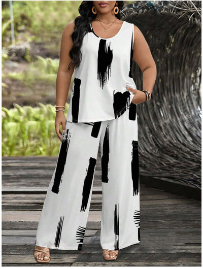 Trendy fashion suit for women with wide-leg trousers