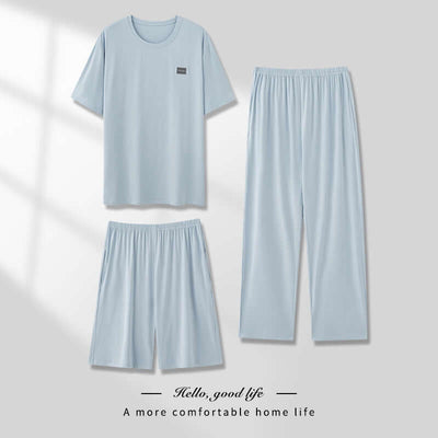 Men's Pajamas Thin Spring And Summer Modal Short-sleeved Trousers Three-piece Home Wear Suit eprolo