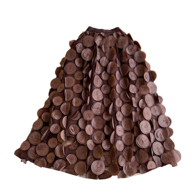 Retro High Waist Mid-length Three-dimensional Flower Mesh Skirt eprolo