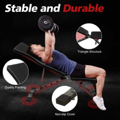 Weight Bench For Full Body Workout, Adjustable Strength Training Sit-up Chair, Multi-Purpose Foldable Incline Decline Bench eprolo
