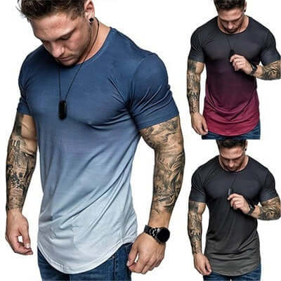 Gradient T-shirt Summer Round Neck Short Sleeve T-shirt Men eprolo