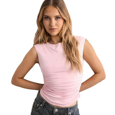 European And American Solid Color Off-neck Backless Slim Fit T-shirt Top eprolo