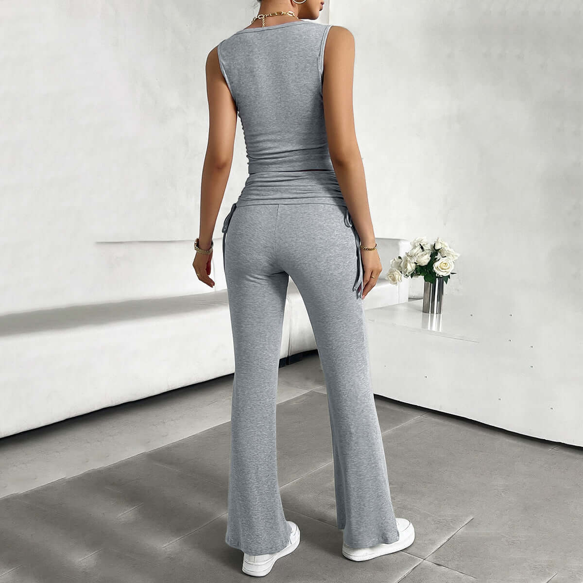 Casual Solid Color Slim Fit Vest Pants Suit eprolo