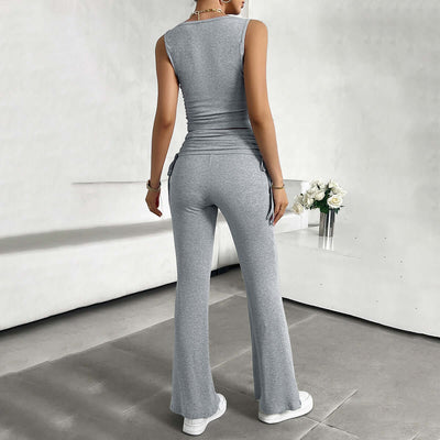 Casual Solid Color Slim Fit Vest Pants Suit eprolo