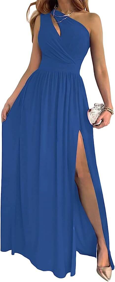 Women's One Shoulder High Split Cutout Sleeveless Elegant Sexy Cocktail Maxi Dress eprolo