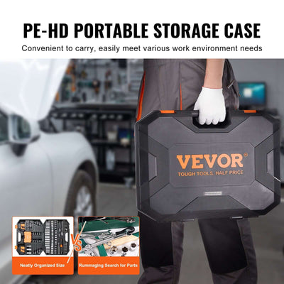 VEVOR 145-piece mechanics tool and socket set with SAE and metric sizes