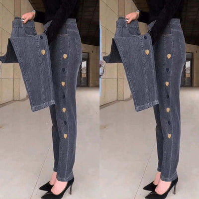 Women's Plus Size Thin High Waist Stretch Jeans Dropshipman