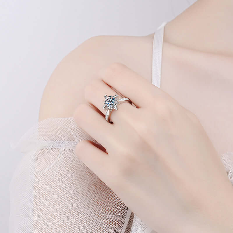 925 Sterling Silver Microset 1 Carat Moissanite Ring eprolo