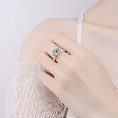 925 Sterling Silver Microset 1 Carat Moissanite Ring eprolo