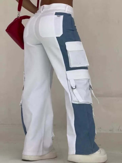Contrast Pocket Cargo Jeans Dropshipman
