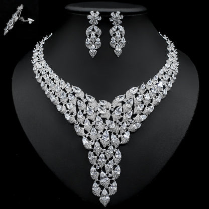 Full Diamond Exaggerated Fashion Necklace Earrings eprolo