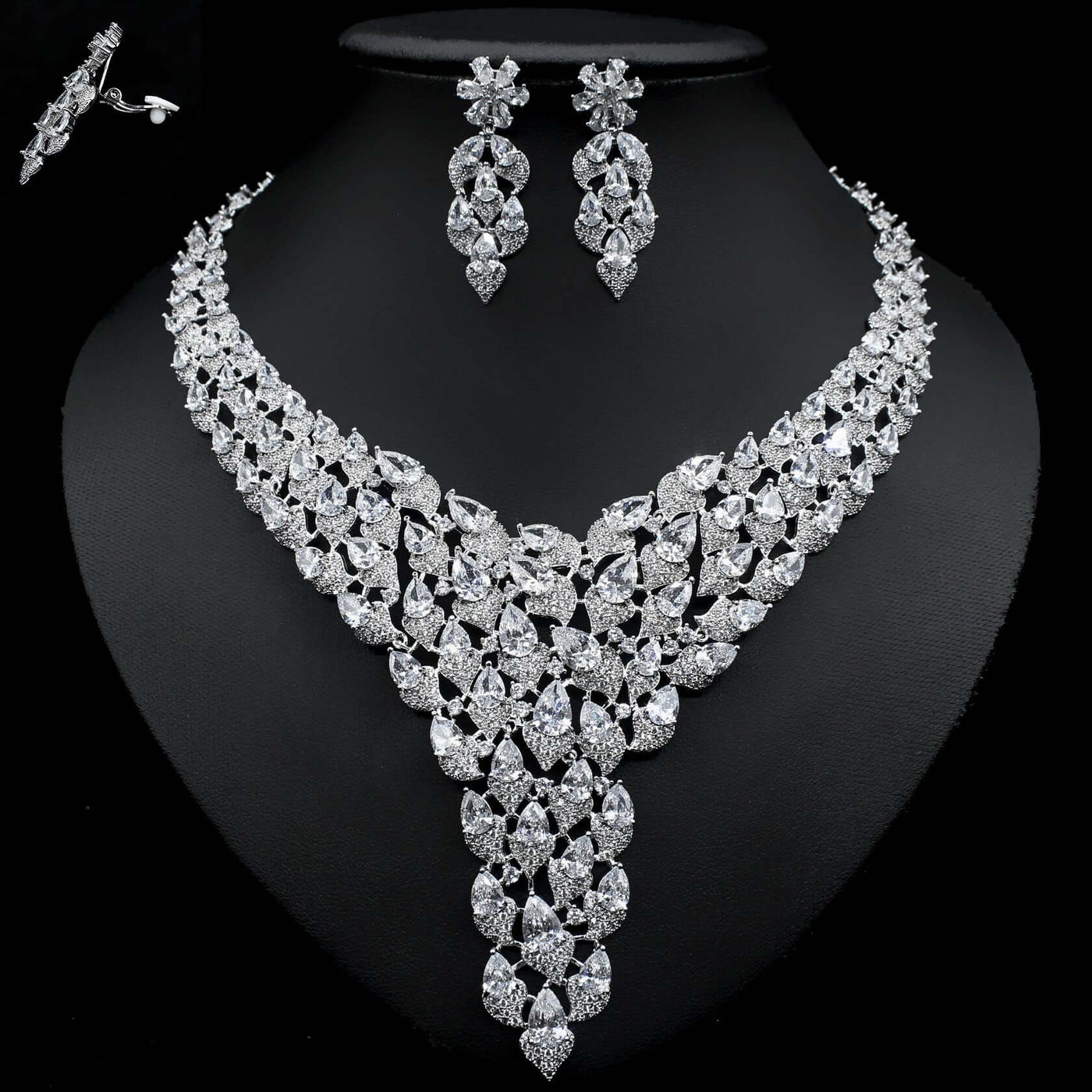Full Diamond Exaggerated Fashion Necklace Earrings eprolo