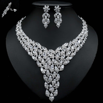 Full Diamond Exaggerated Fashion Necklace Earrings eprolo
