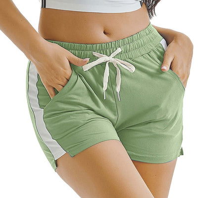 Women's drawstring workout shorts for gym, running, and cycling