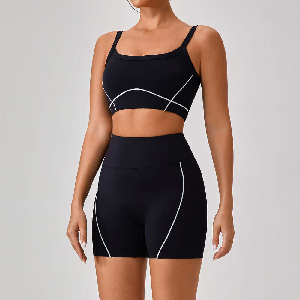 Outdoor Sports Yoga Suits Women's Spaghetti Strap Contrast Color Fitness Set Outfits eprolo